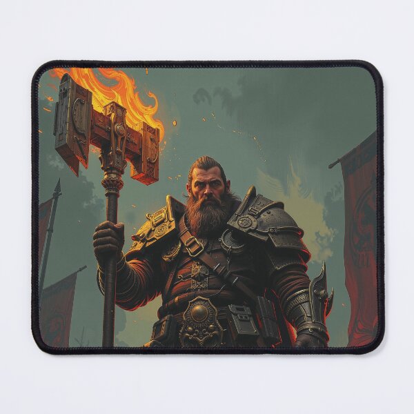 Item preview, The Flameforged Warden – Dwarven Warrior of the Inferno designed and sold by DiceWay.