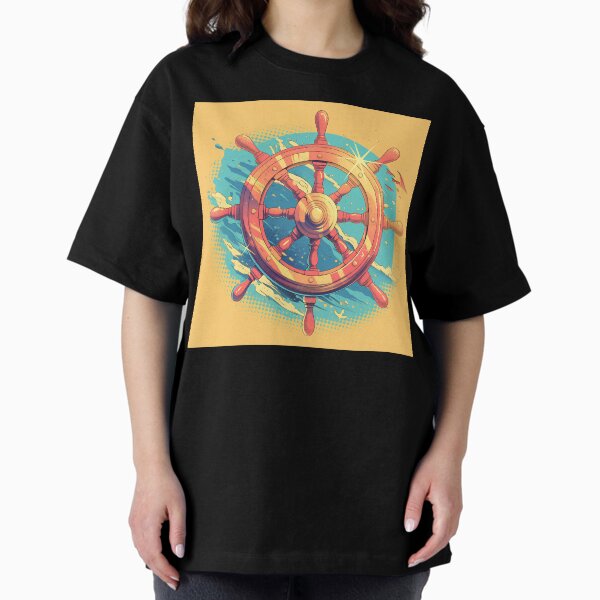 Item preview, Vintage Ship Wheel Pop Art – Bold Comic Style Helm Design designed and sold by Windy-market.