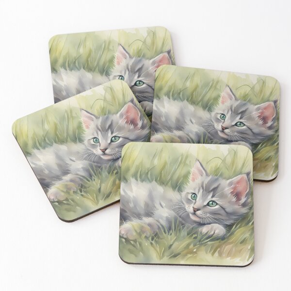 Item preview, Gray Kitten in Grass designed and sold by CalmnessbyChoice.
