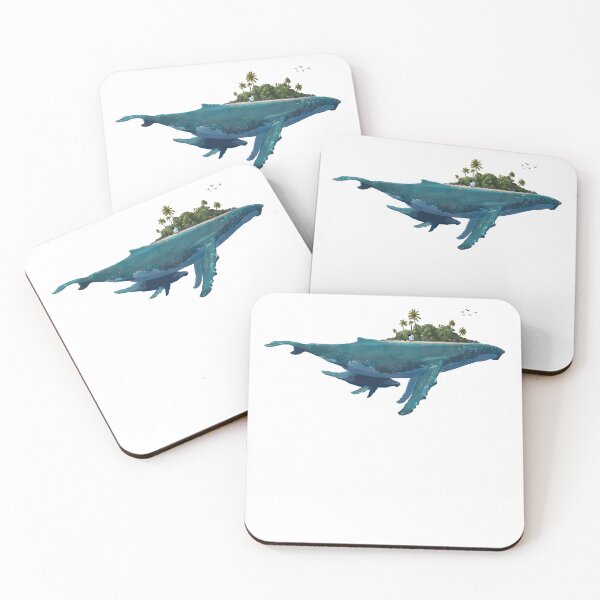 Item preview, Fishing on Whale Island designed and sold by Cute & Funny Hand-Drawn Prints | Happy Doodle Friends Shop.