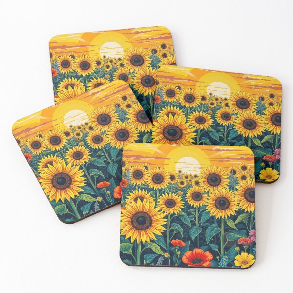Item preview, Vintage Pop Art Sunflowers - Bold Graphic 1950s Style Illustration designed and sold by MooLaLa.Store.