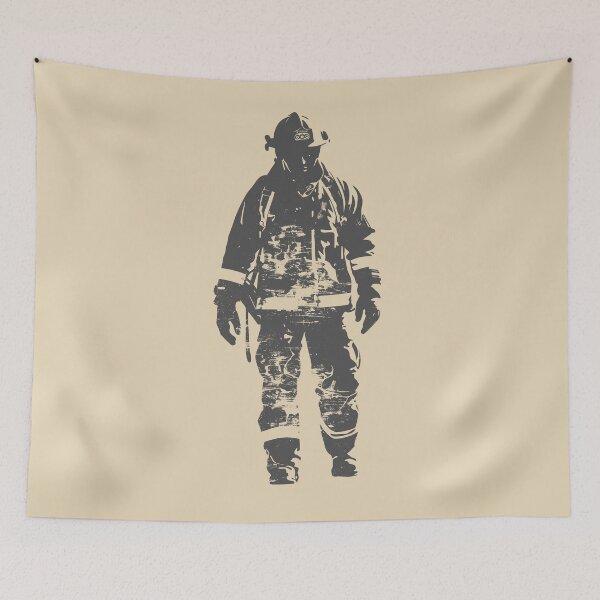 Item preview, Firefighter Silhouette Art - Brave Fireman Minimalist Design designed and sold by Art Happens.