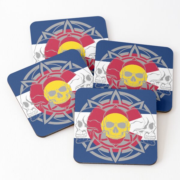 Item preview, 3 Skulls In Colorado Flag Designs over Mandala 050425 01 designed and sold by Lazarustci.