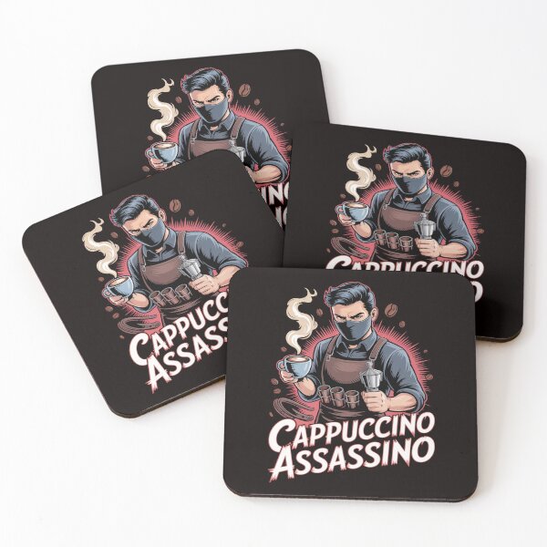 Item preview, Cappuccino Assassino – Steam and Steel Industrial Coffee Tee designed and sold by Slavicsoul.