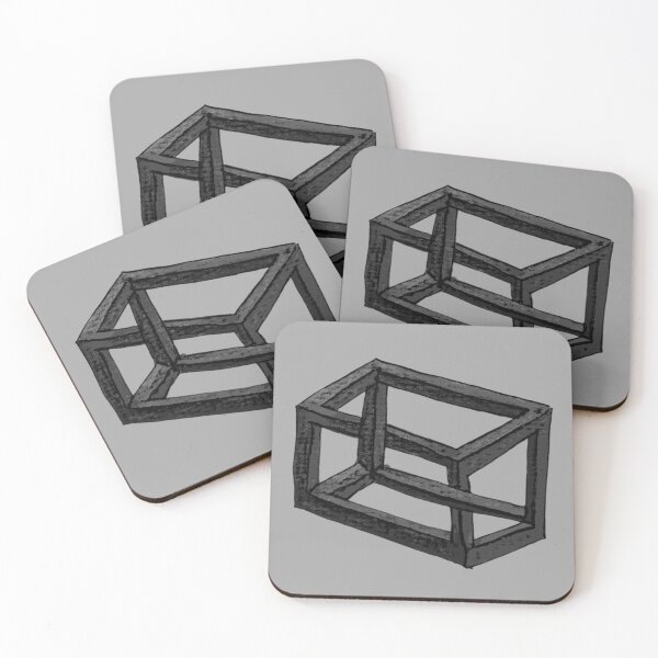 Item preview, Hand-drawn illusion - cube paradox in black and white designed and sold by Vision Illustrated.