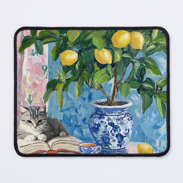 Item preview, Grandmillennial art, A reading nook, whimsical cat art designed and sold by SophieClimaArt.