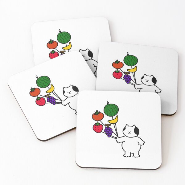 Item preview, a Cat with fruits balloons designed and sold by superbaechoo.