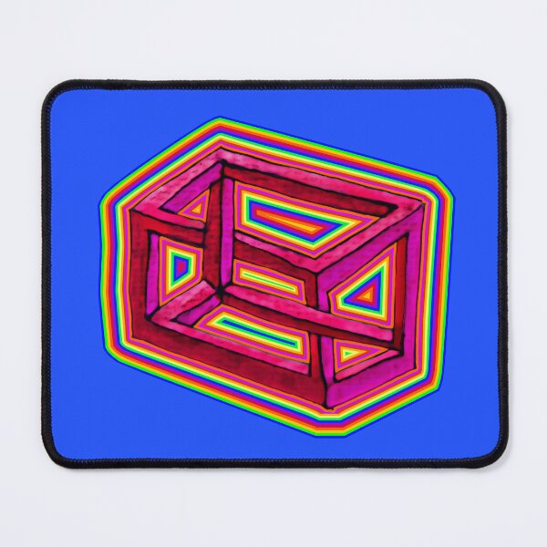 Item preview, Illusion in Rainbow Power – Hand-drawn Cube Paradox on Blue designed and sold by Vision Illustrated.