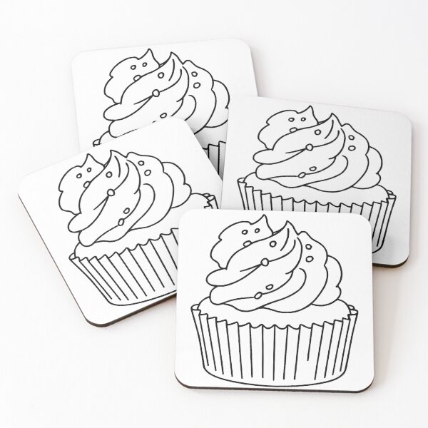 Item preview, Minimal Line Art Cupcake – Black and White Illustration designed and sold by Pacika.