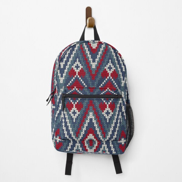 Item preview, Seamless Geometric Knitted Pattern with Red, Blue, and White Diamond Motifs designed and sold by Design2delight.