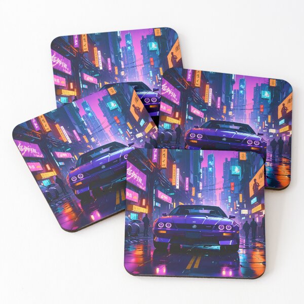 Item preview, Cyberpunk Car in Neon Cityscape designed and sold by Ink Art Design.