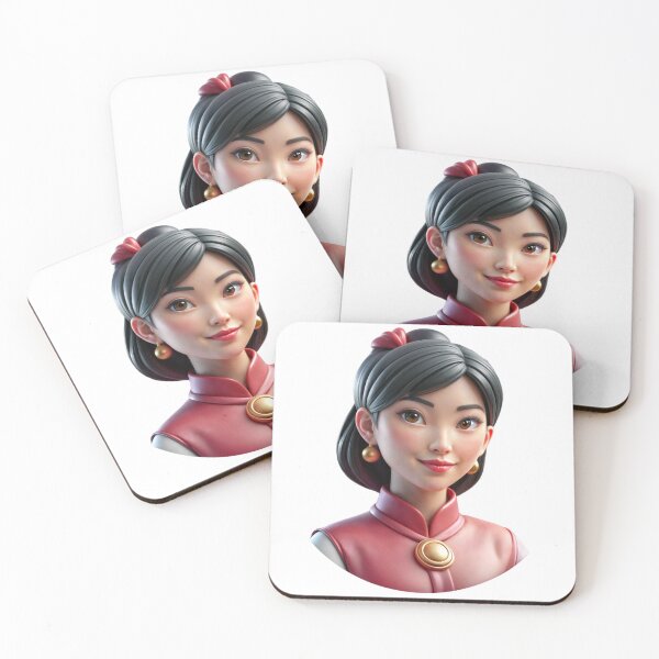 Item preview, 3D Rendered Character of Young Woman in Red and Gold Attire designed and sold by Creative88Art.
