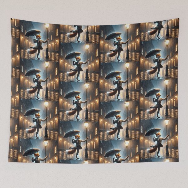 Item preview, fox dancing in the rain designed and sold by Dogandesighn.