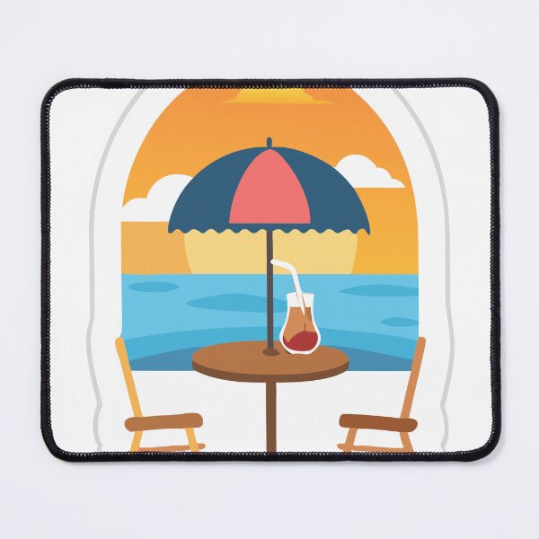 Item preview, Illustration of a Seaside Table with Chairs and Sunset View designed and sold by Creative88Art.