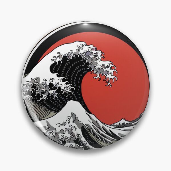 Item preview, A Japanese-style black and white wave with a red circle in the center designed and sold by 123ks.