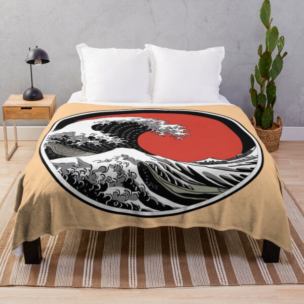 Item preview, A Japanese-style black and white wave with a red circle in the center designed and sold by 123ks.
