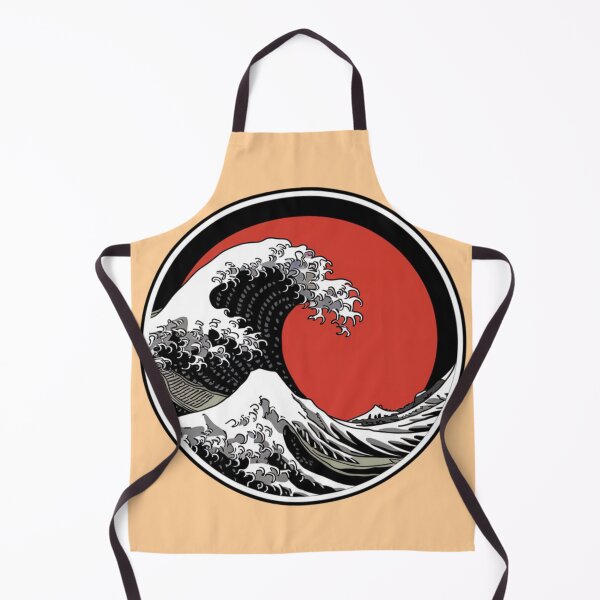 Item preview, A Japanese-style black and white wave with a red circle in the center designed and sold by 123ks.