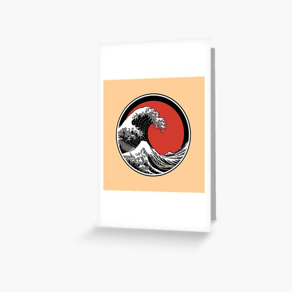 Item preview, A Japanese-style black and white wave with a red circle in the center designed and sold by 123ks.