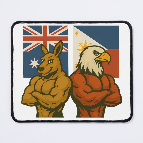 Item preview, Australia vs Philippines – Jacked Kangaroo vs Philippine Eagle Gym Art | National Pride Poster designed and sold by Bottlebottom.