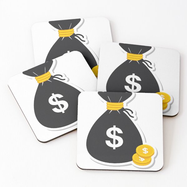 Item preview, Black Money Bag with Dollar Sign and Gold Coins on Black Background designed and sold by Creative88Art.