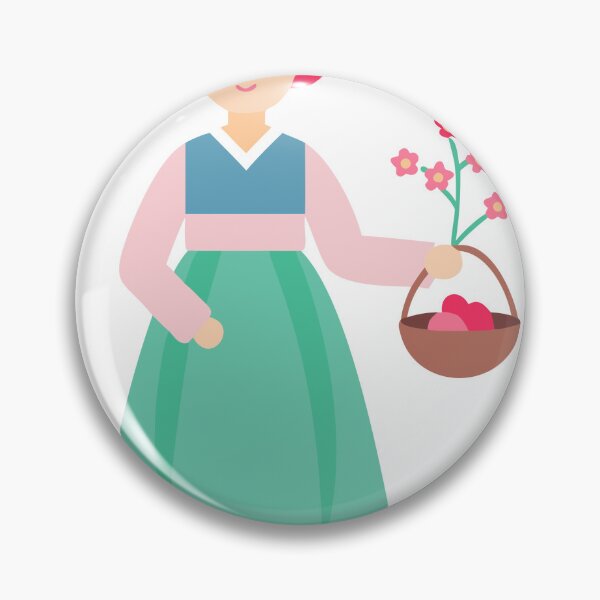 Item preview, Illustration of a Person in Korean Hanbok Holding a Basket and Flowers designed and sold by Creative88Art.