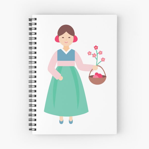 Item preview, Illustration of a Person in Korean Hanbok Holding a Basket and Flowers designed and sold by Creative88Art.