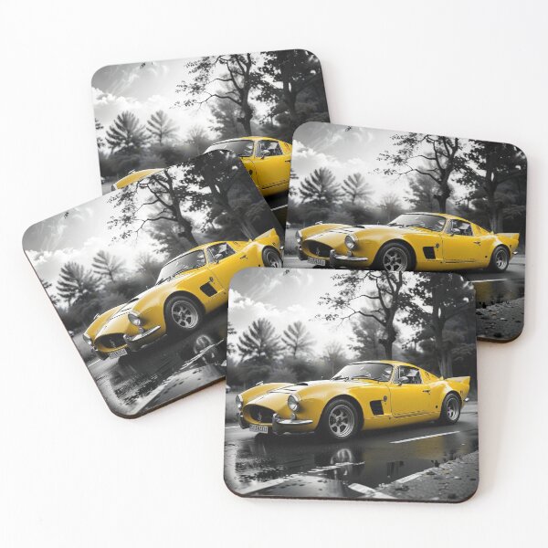 Item preview, black & white pictures, old vintage yellow supercar designed and sold by PrintYourStyle.