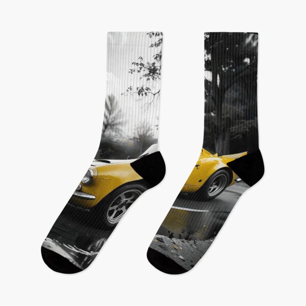 Item preview, black & white pictures, old vintage yellow supercar designed and sold by PrintYourStyle.
