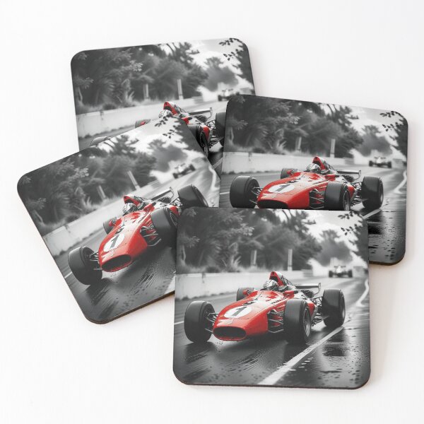 Item preview, black & white pictures, race with old vintage red formula 1 car designed and sold by PrintYourStyle.