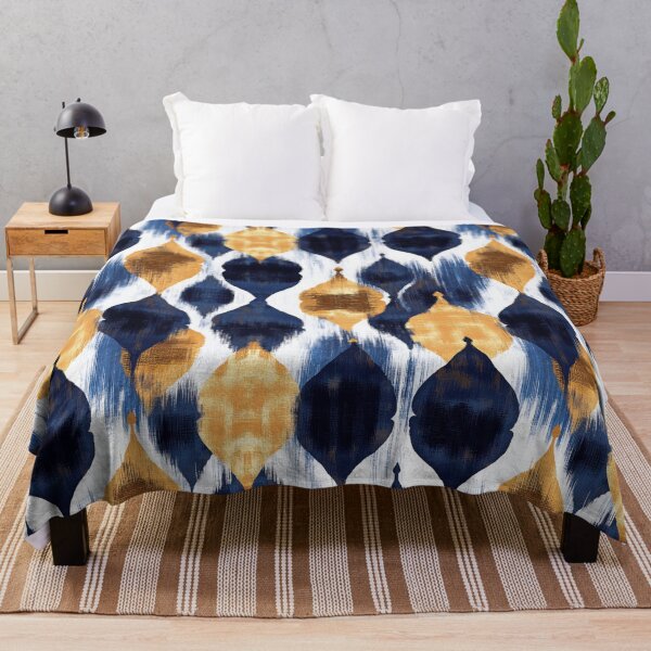 Item preview, Abstract Ikat Pattern in Navy and Gold designed and sold by ImagineCorner.