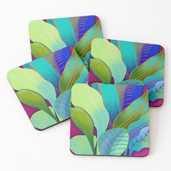 Item preview, Bright colourful abstract leaves painting  designed and sold by MindfulArtSandy.