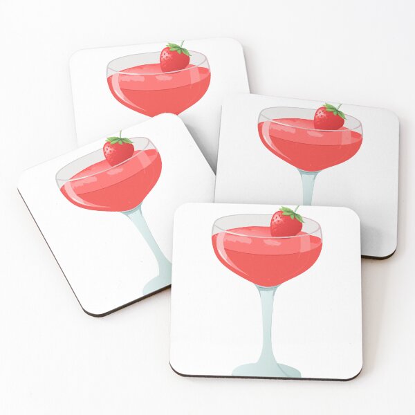 Item preview, Illustration of a Coupe Glass with Red Cocktail and Strawberry Garnish designed and sold by Creative88Art.