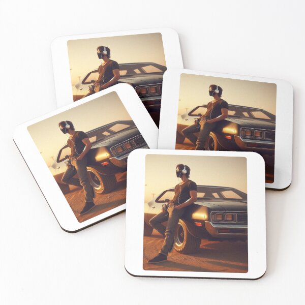Item preview, Retro 80s Vibes: Youth with Muscle Car & Cassette Player – Nostalgic AI Art for Streetwear & Urban Style Fans designed and sold by knalpot-design.