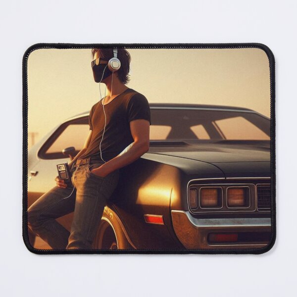 Item preview, Retro 80s Vibes: Youth with Muscle Car & Cassette Player – Nostalgic AI Art for Streetwear & Urban Style Fans designed and sold by knalpot-design.