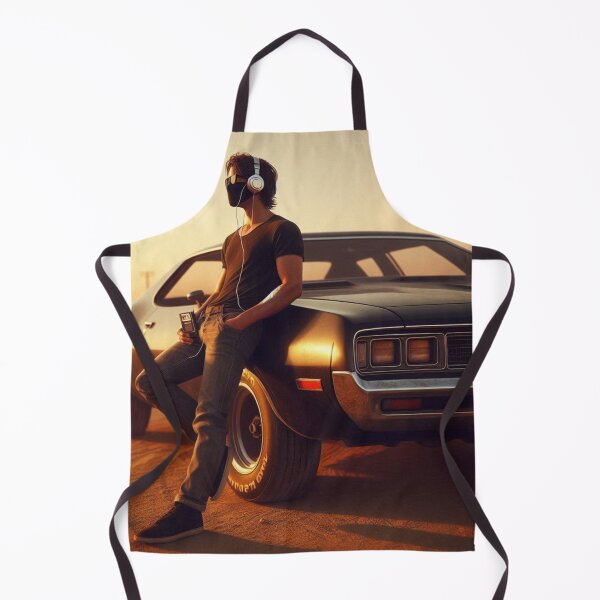 Item preview, Retro 80s Vibes: Youth with Muscle Car & Cassette Player – Nostalgic AI Art for Streetwear & Urban Style Fans designed and sold by knalpot-design.