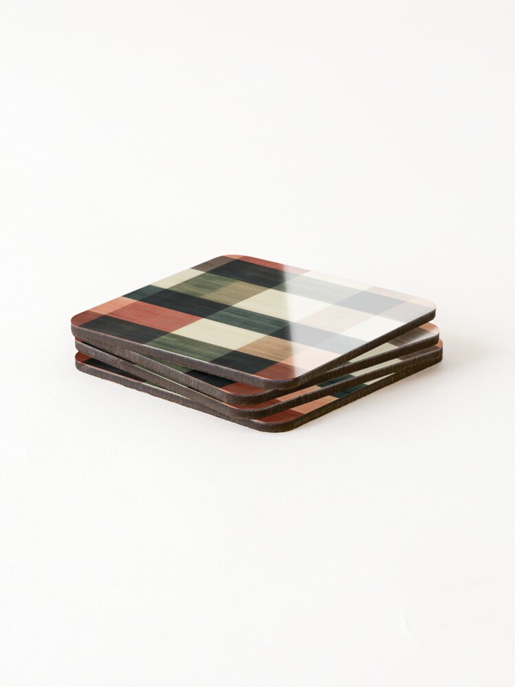 Thumbnail 4 of 5, Coasters (Set of 4), Rustic Multicolor Plaid Textile Pattern designed and sold by ImagineCorner.