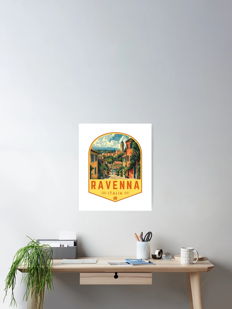 Ravenna in Emilia-Romagna, Italy Vintage Travel Art Badge