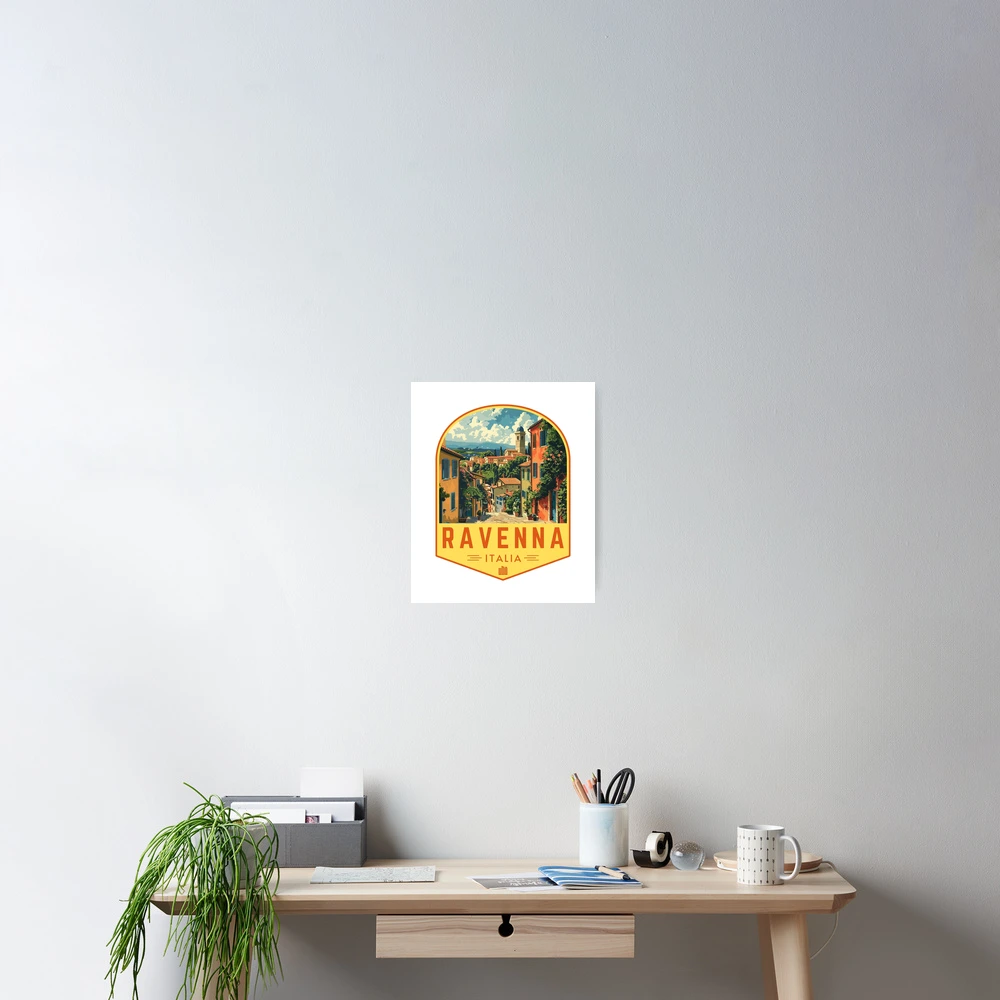 Ravenna in Emilia-Romagna, Italy Vintage Travel Art Badge