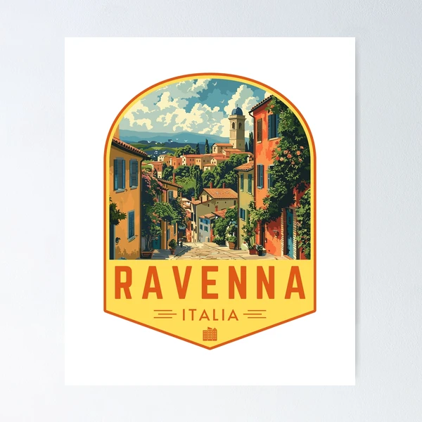 Ravenna in Emilia-Romagna, Italy Vintage Travel Art Badge