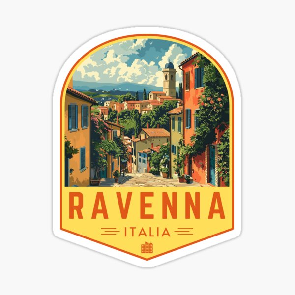 Item preview, Ravenna in Emilia-Romagna, Italy Vintage Travel Art Badge designed and sold by MaateoDesign.