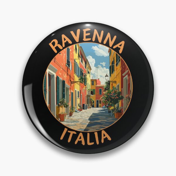 Artikelvorschau, Ravenna in der Emilia-Romagna, Italien Retro Travel Art Circle Emblem entworfen und verkauft von MaateoDesign.