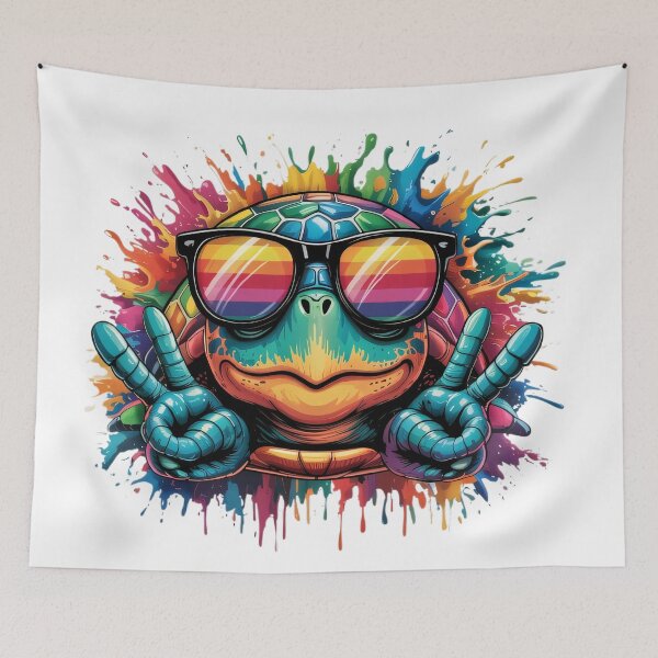 Item preview, Colourful turtle with sunglasses designed and sold by BugiDesignArt.