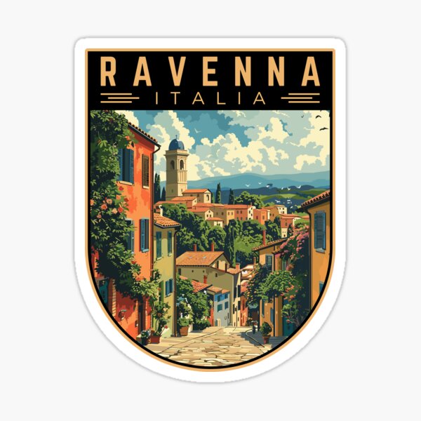Item preview, Ravenna in Emilia-Romagna Italy Vintage Travel Art Badge designed and sold by MaateoDesign.