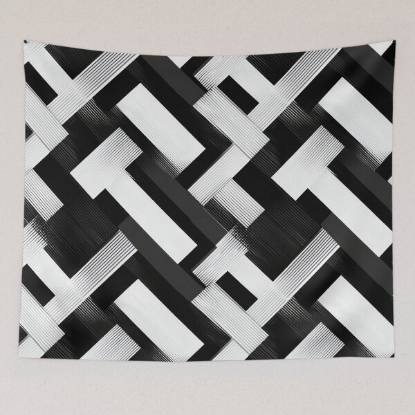 Item preview, Modern Black and White Geometric Weave Pattern designed and sold by ImagineCorner.