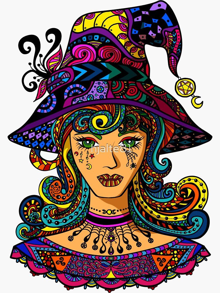 Thumbnail 3 of 3, Sticker, Psychedelic Witch designed and sold by hjalte81.