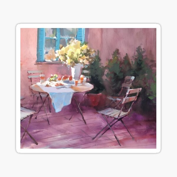 Item preview, Patio Scene In Watercolors designed and sold by Oldetimemercan.