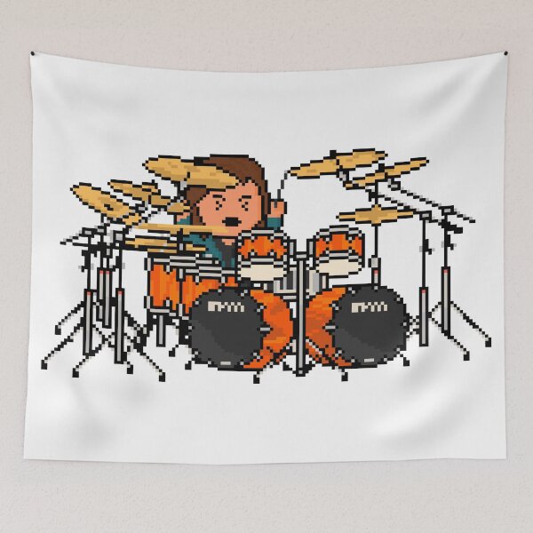 Item preview, Rock Battle Metal Pixel Drummer Playing Hard designed and sold by gkillerb.