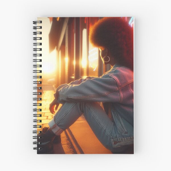 Item preview, Retro 80s Afro American Girl at Imbiss Café – Urban Style with Denim Jacket & Vintage Vibes for Fashion Lovers designed and sold by knalpot-design.