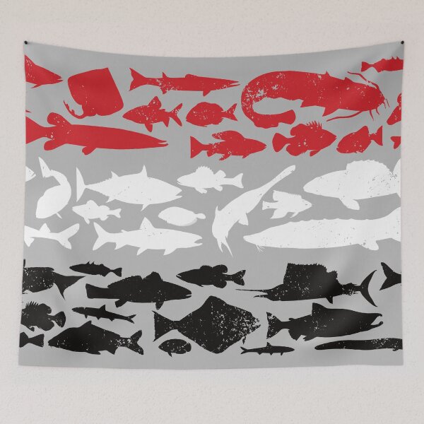 Item preview, Yemeni Flag Made of Fish – Fishing Design for Anglers designed and sold by FlagX.