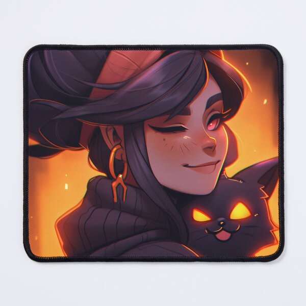 Item preview, Anime Witch Girl with Glowing Cat designed and sold by bubblegoth.